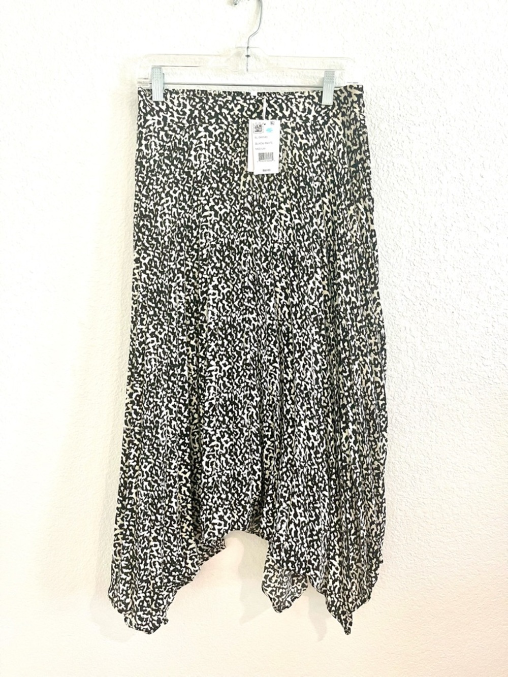 Lucy Paris Black and White Asymmetrical Tiered Midi Skirt